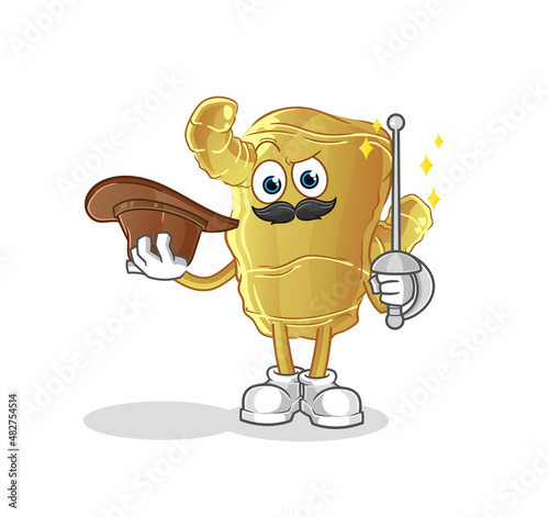 Ginger fencer character. cartoon mascot vector