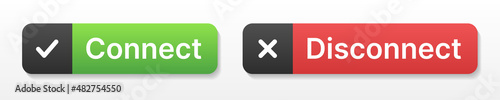 Connect and Disconnect buttons vector set.