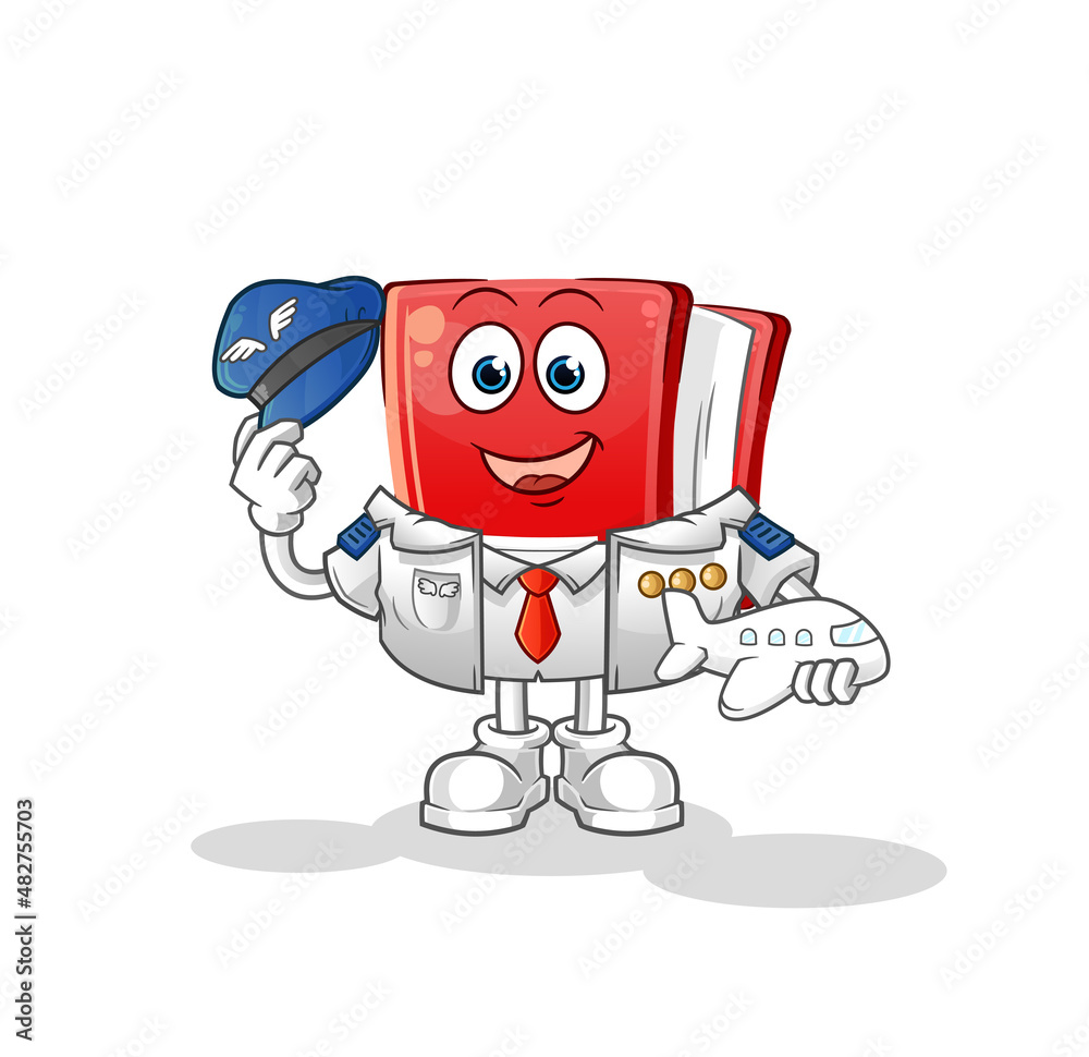 book pilot mascot. cartoon vector