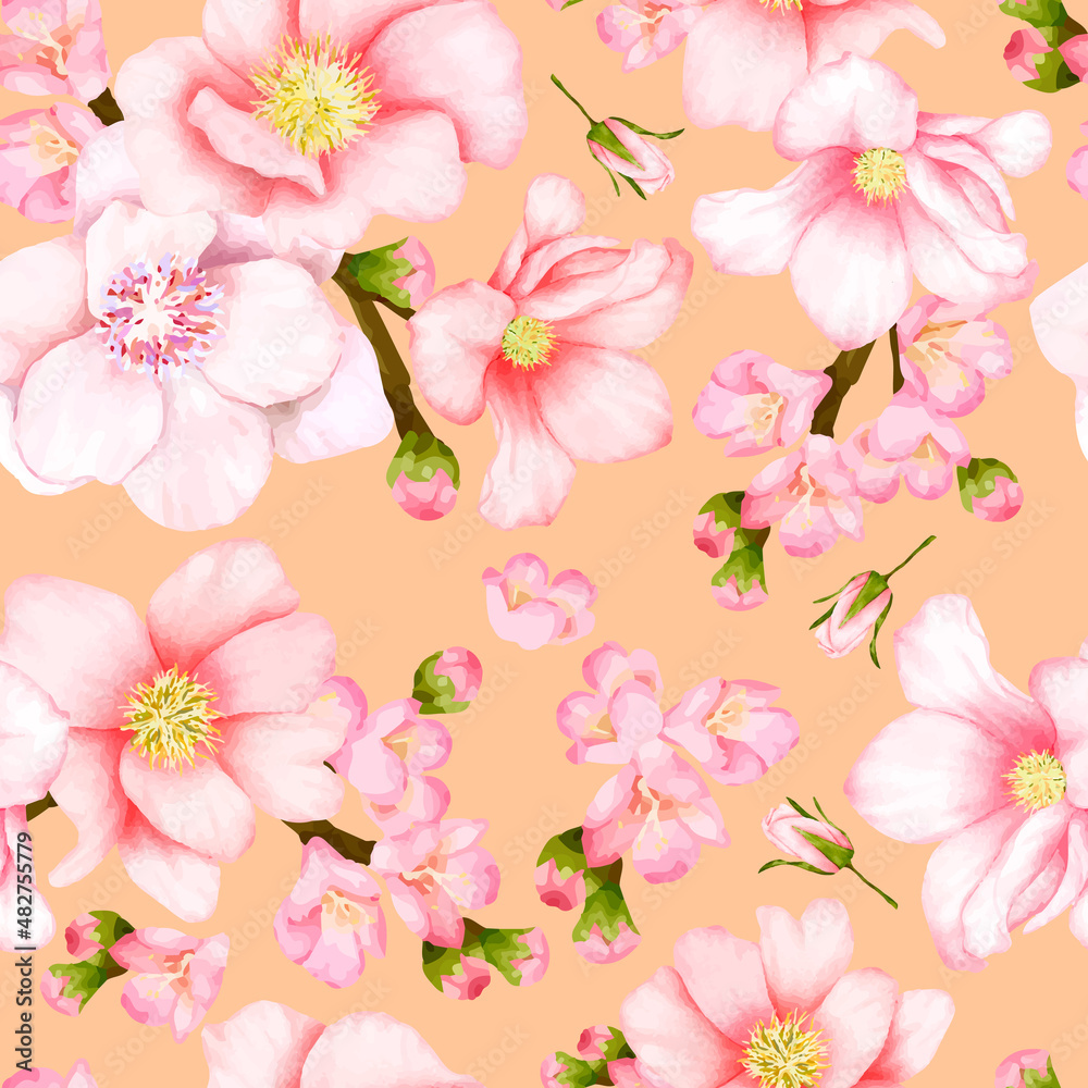 beautiful seamless pattern cherry blossom flower