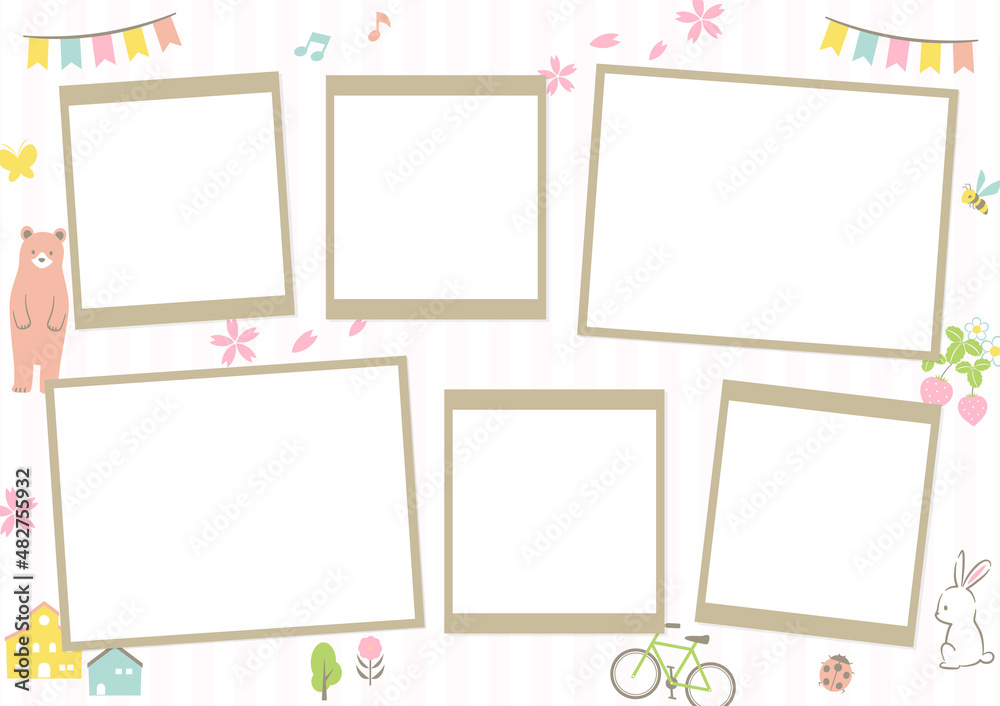 photo frame with spring illustrations photo frame with spring illustrations