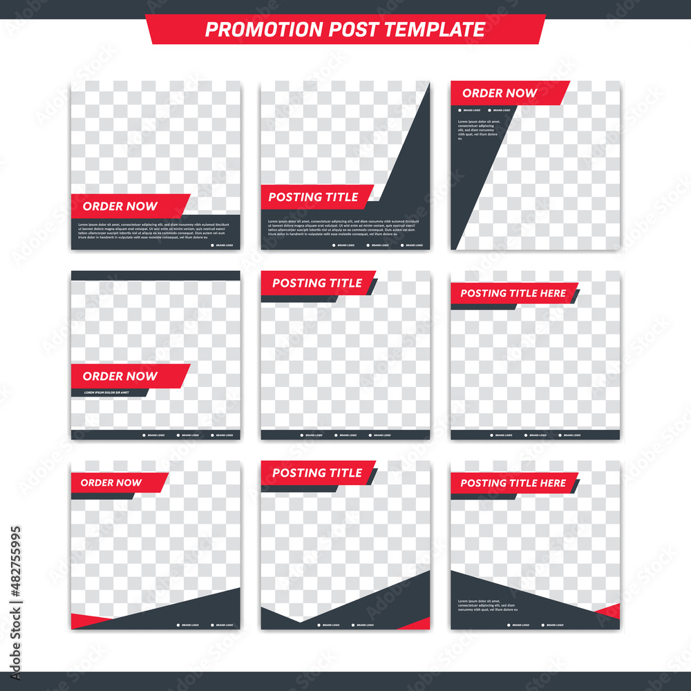 Modern grey and red instagram square size posting template and suitable for internet ads