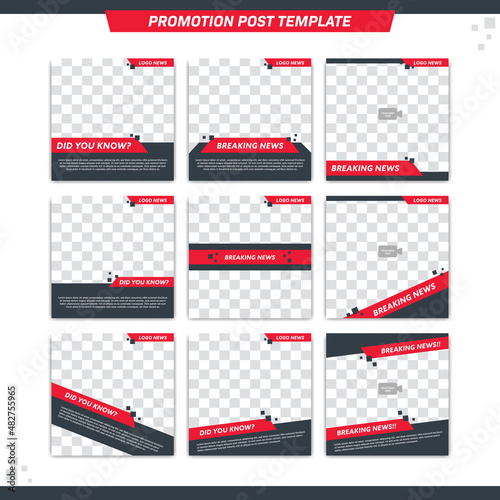 Modern abstract instagram social media posting template and internet ads in square size template set
