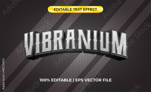 Vibranium 3d text effect with metal theme. typography template for metal-tone games or movies