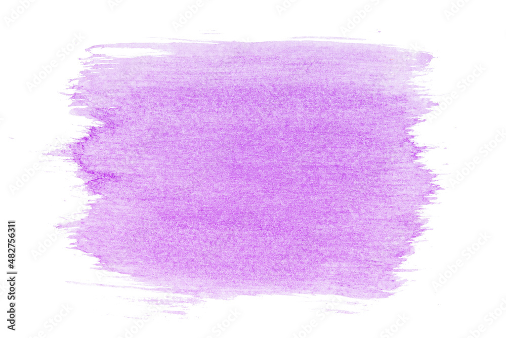 Hand painted purple watercolor paintbrush texture on white background