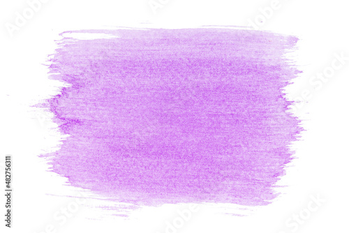 Hand painted purple watercolor paintbrush texture on white background