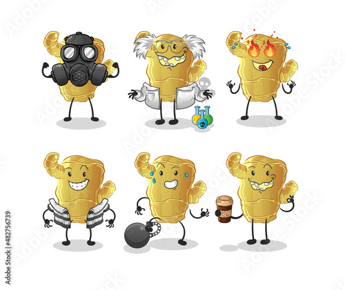 Ginger villain group character. cartoon mascot vector