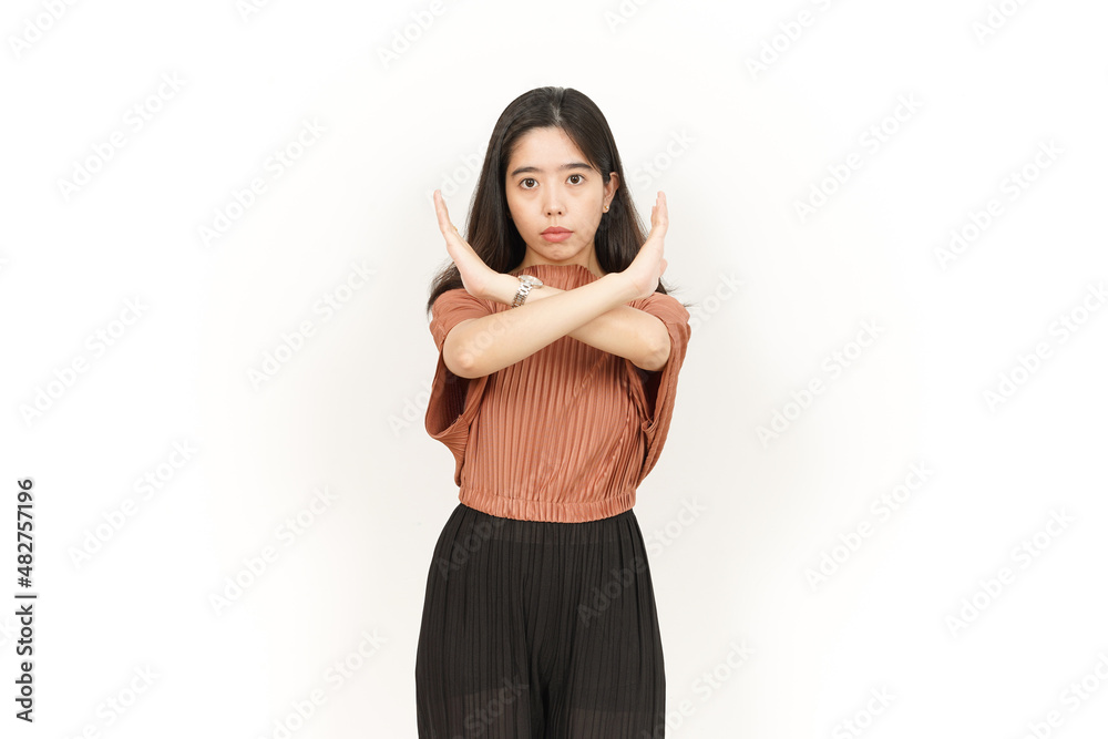 Stop Or Rejection Gesture Of Beautiful Asian Woman Isolated On White Background Stop Or Rejection Gesture Of Beautiful Asian Woman Isolated On White Background