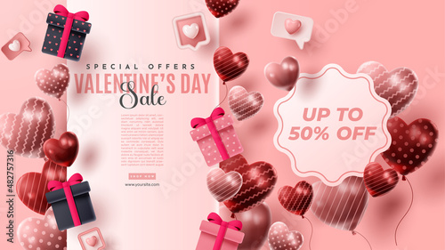 Valentine's day 3D product presentation for banner, advertising, and business. vector illustration