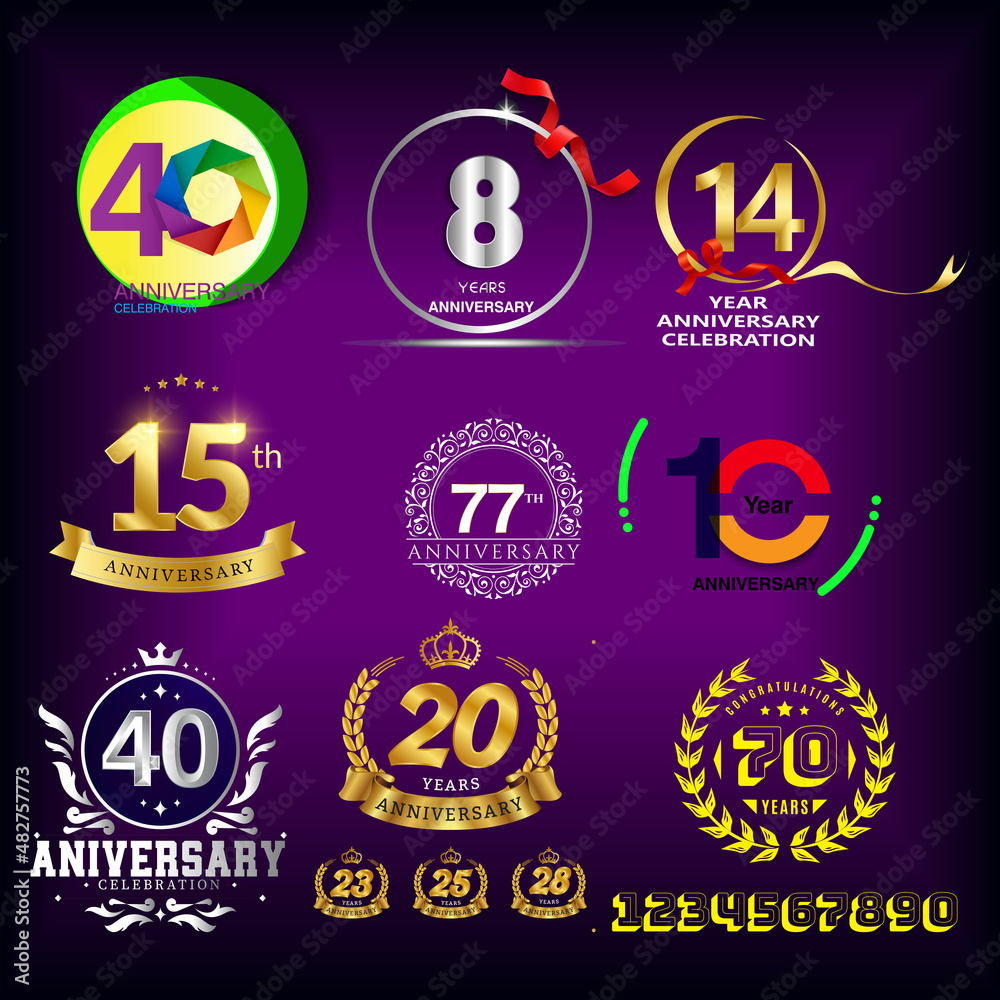 year anniversary set celebration vector illustration
