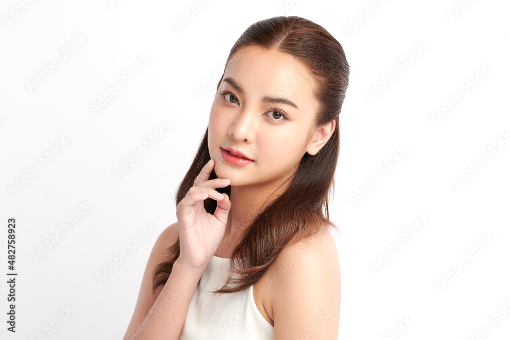 Beautiful young asian woman with clean fresh skin on white background, Face care, Facial treatment, Cosmetology, beauty and spa, Asian women portrait. Beautiful young asian woman with clean fresh skin on white background, Face care, Facial treatment, Cosmetology, beauty and spa, Asian women portrait.