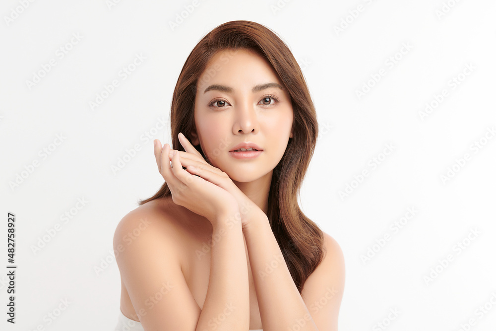 Beautiful young asian woman with clean fresh skin on white background, Face care, Facial treatment, Cosmetology, beauty and spa, Asian women portrait. Beautiful young asian woman with clean fresh skin on white background, Face care, Facial treatment, Cosmetology, beauty and spa, Asian women portrait.