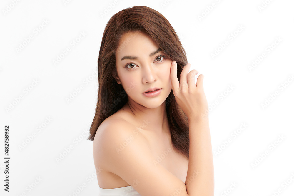 Beautiful young asian woman with clean fresh skin on white background, Face care, Facial treatment, Cosmetology, beauty and spa, Asian women portrait. Beautiful young asian woman with clean fresh skin on white background, Face care, Facial treatment, Cosmetology, beauty and spa, Asian women portrait.
