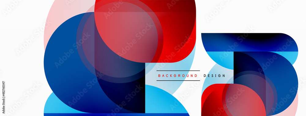 Obraz premium Round triangle shapes lines and circles. Geometric vector illustration for wallpaper banner background or landing page