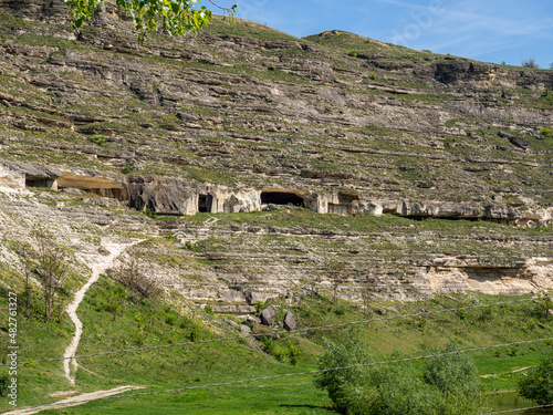 Abandoned limestone mines in Old Orhei, Moldova photo