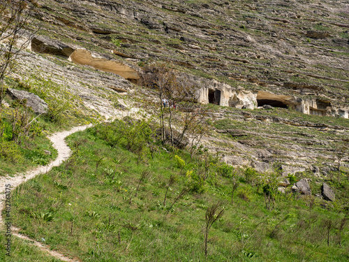 Abandoned limestone mines in Old Orhei, Moldova photo