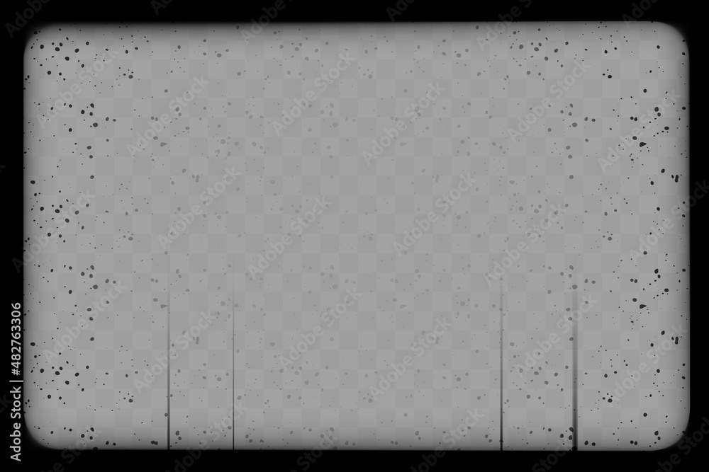 Old cinematic frame transparent overlay mockup. Blank film strip vector illustration.