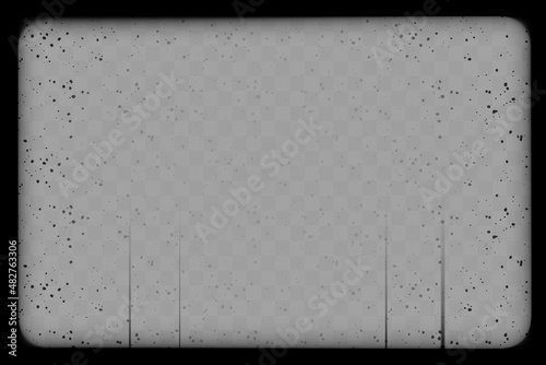 Old cinematic frame transparent overlay mockup. Blank film strip vector illustration.
