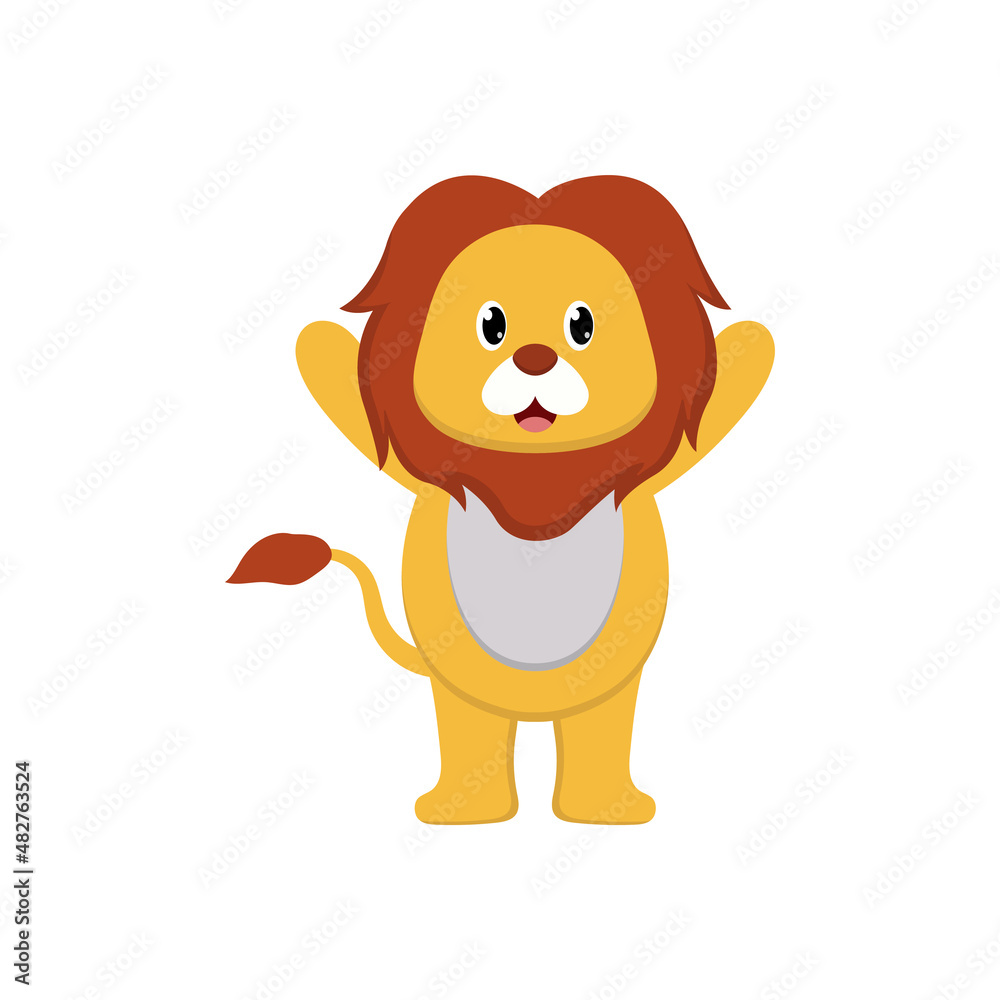 Lion baby cute animal flat illustration vector Lion baby cute animal flat illustration vector