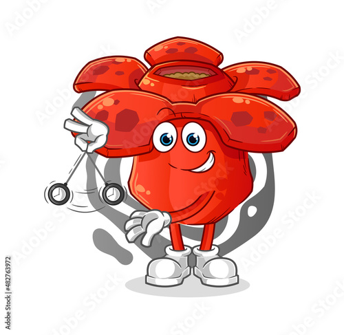 Rafflesia arnoldii hypnotizing cartoon. cartoon mascot vector