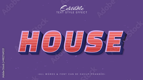 House vintage retro 3d text style effect. Editable illustrator text style.