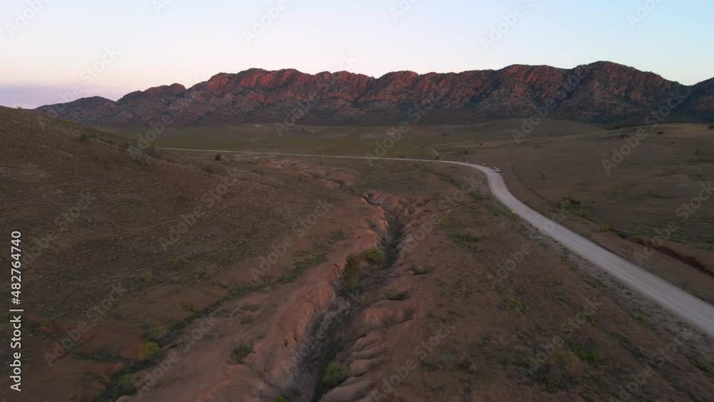 Scenic Elders range at Flinders range National park, Australia. Aerial Pullback Scenic Elders range at Flinders range National park, Australia. Aerial Pullback