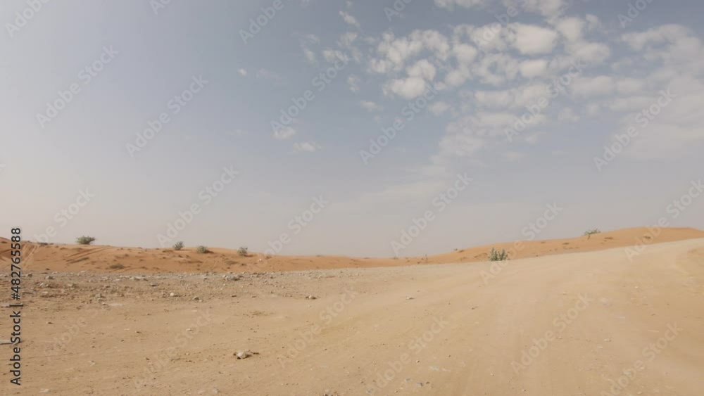 Middle eastern road trip, first-person view in a moving car on a deserted road, trip in an arab country. Middle eastern road trip, first-person view in a moving car on a deserted road, trip in an arab country.