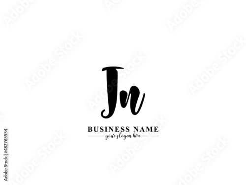 Signature JN Logo Icon, Beautiful Signature jn Logo Image Design For signature minimalist luxurious vector logo black color with white background photo