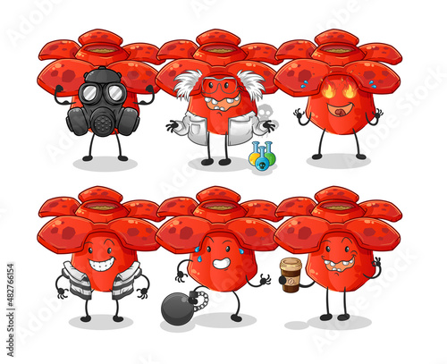 Rafflesia arnoldii villain group character. cartoon mascot vector