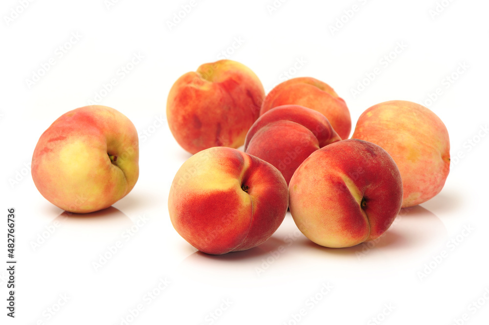 ripe peach on white background