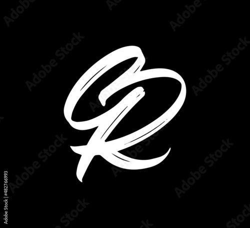 White Vector Letters Logo Brush Handlettering Calligraphy Style In Black Background Initial cr