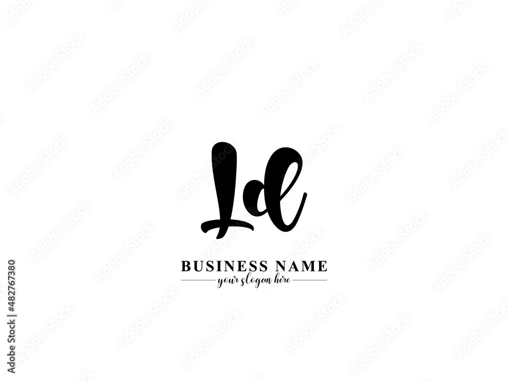 Signature LD l d Logo Design, Initial Cute Baby Ld Letter Logo Icon Vector stylish template Image for cute funny baby kids boom family child business or brand - obrazy, fototapety, plakaty 