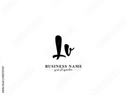 Signature LV l v Logo Design, Initial Cute Baby Lv Letter Logo Icon Vector stylish template Image for cute funny baby kids boom family child business or brand photo