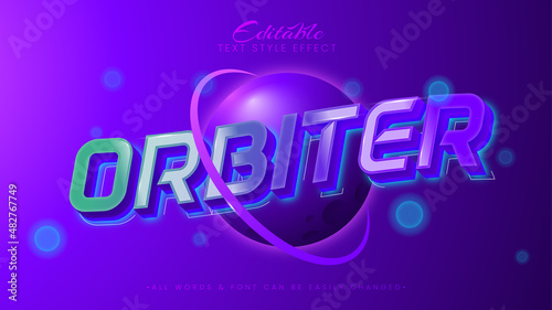 Orbiter aerospace futuristic 3d Text Style Effect. Editable illustrator text style.