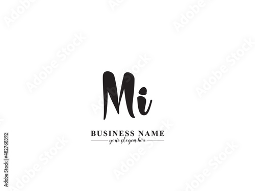 Initial Signature MI m i Logo Letters Design, Handwritten Cute Baby Mi Logo Icon Vector for minimalist funny baby kids boom family child business