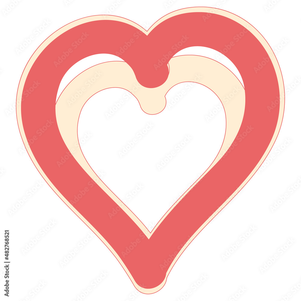 Illustration red heart and beige with a line, for valentine's day. Illustration red heart and beige with a line, for valentine's day.