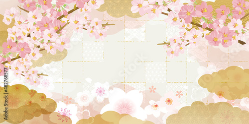 桜の背景イラスト　和柄