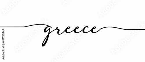GREECE - Continuous one line calligraphy with Single word quotes. Minimalistic handwriting with white background.