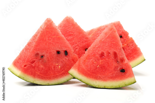 Slice of watermelon on white background 