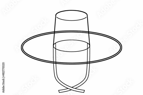 Gat. A gat is the name of Korean traditional hat worn by men along with hanbok (Korean traditional clothing) during the Joseon period. Vector line art illustration.