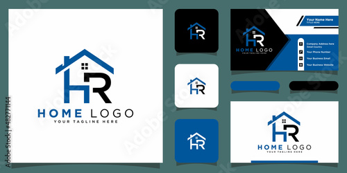 Letter R and H Logo. Home Symbol. Icon vector and business card design