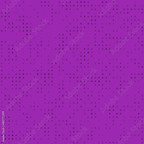 Abstract seamless geometric pattern. Mosaic background of black triangles. Evenly spaced small shapes of different color. Vector illustration on purple background