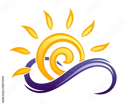Sun and Blue Wave Symbol.