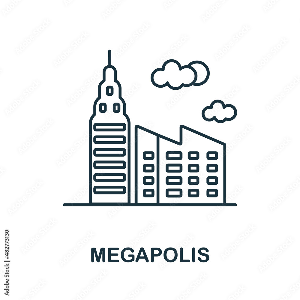 Megapolis icon. Line element from big city life collection. Linear Megapolis icon sign for web design, infographics and more.
