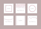 Romantic St. Valentine's day  backgrounds. Set of frames made of little doodle pink hearts on a white background. Can be used for invitations, web banners or social networking. Vector 10 EPS.