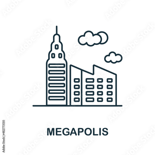 Megapolis icon. Line element from big city life collection. Linear Megapolis icon sign for web design, infographics and more.