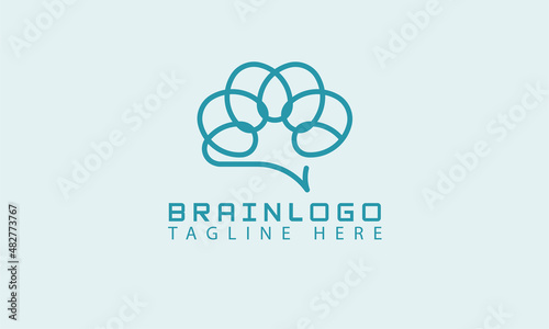 Brain Logo. simple and minimalist line Style brain logo inspiration. usable for Tech, business and company logos, flat design logo template,vector illustration