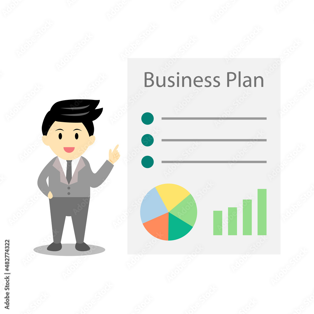 Businessman presenting about business plan cartoon vector Businessman presenting about business plan cartoon vector