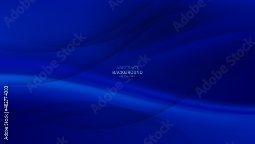 Abstract blue fluid wave background with shadow curve shapes. Vector illustration