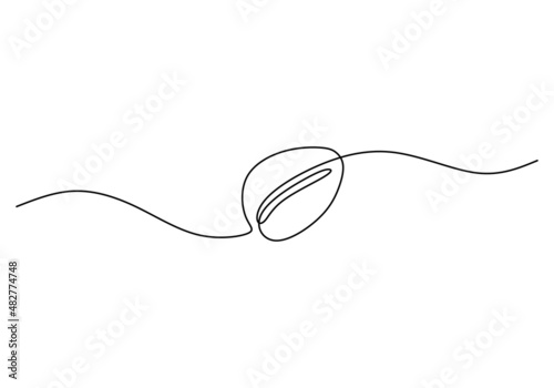 Continuous one single line of coffee bean isolated on white background.